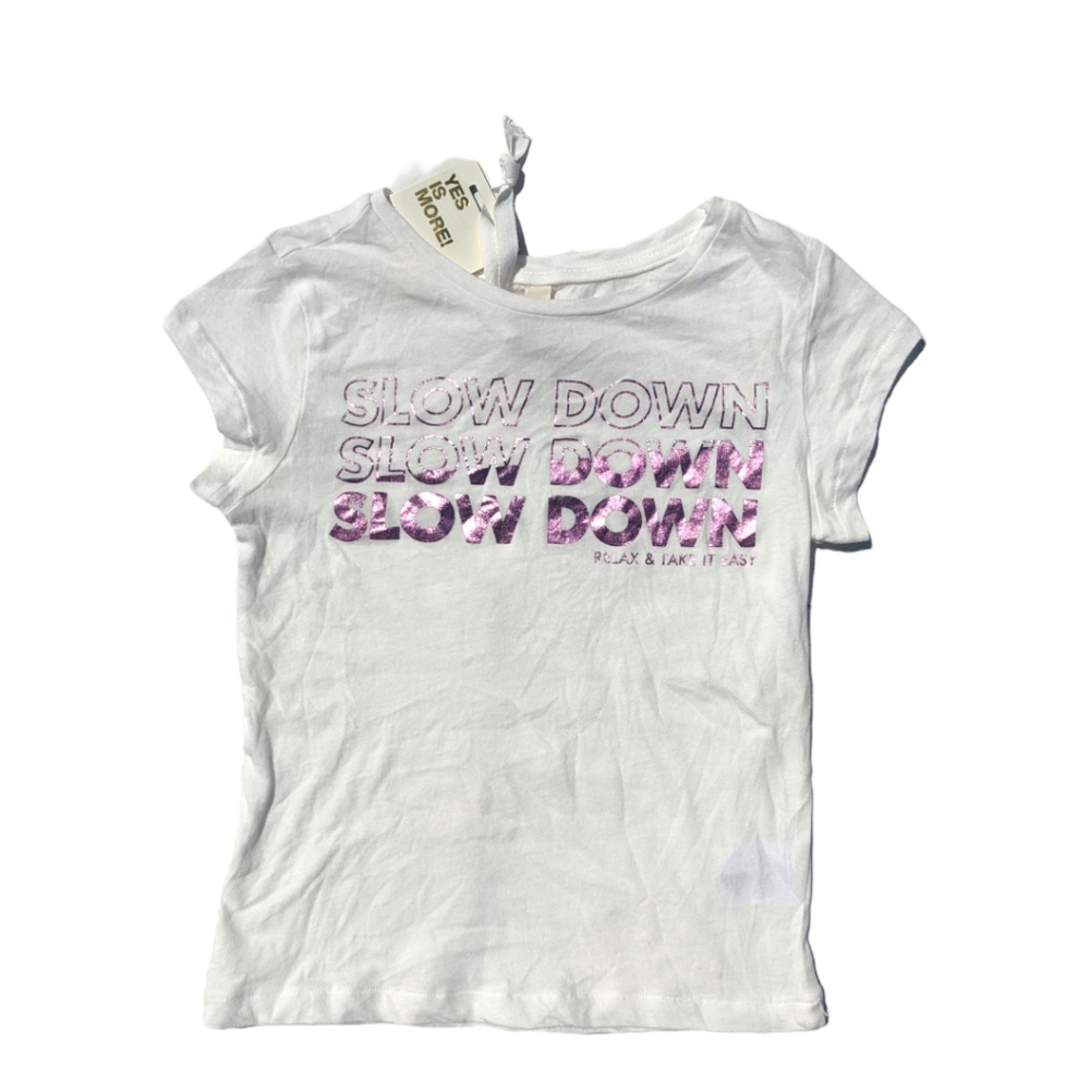 CKS Girls size 6 Slow Down Relax & Take it Easy Purple/White Tshirt